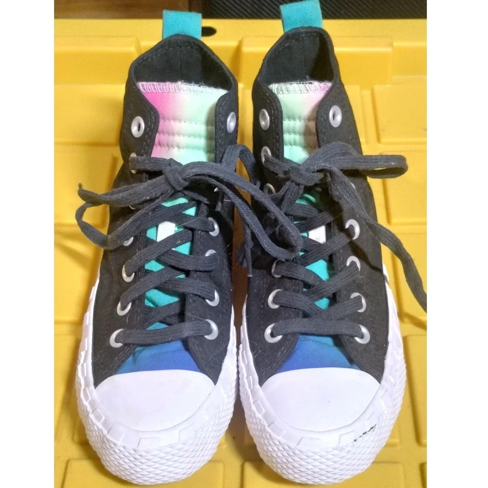 Converse Not-a-Chuck High Top Sneakers Black Multi Color Gradient Logo M4/W6